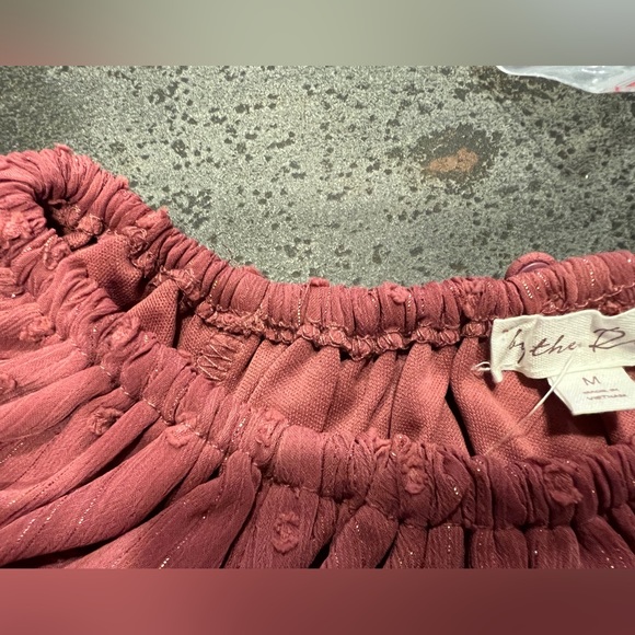 🤎❤️👚BY THE RIVER Anthropologie Rusty Rose Metallic Blouse Shirt Top NWT - Picture 2 of 12